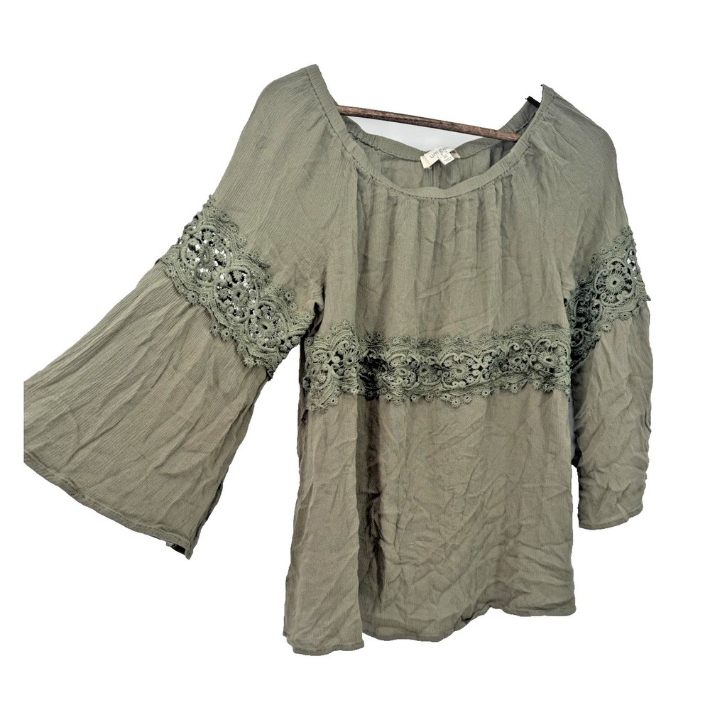 UMGEE Plus size 1X Green Gauzy lace bell sleeve forest fairy goblincore festival